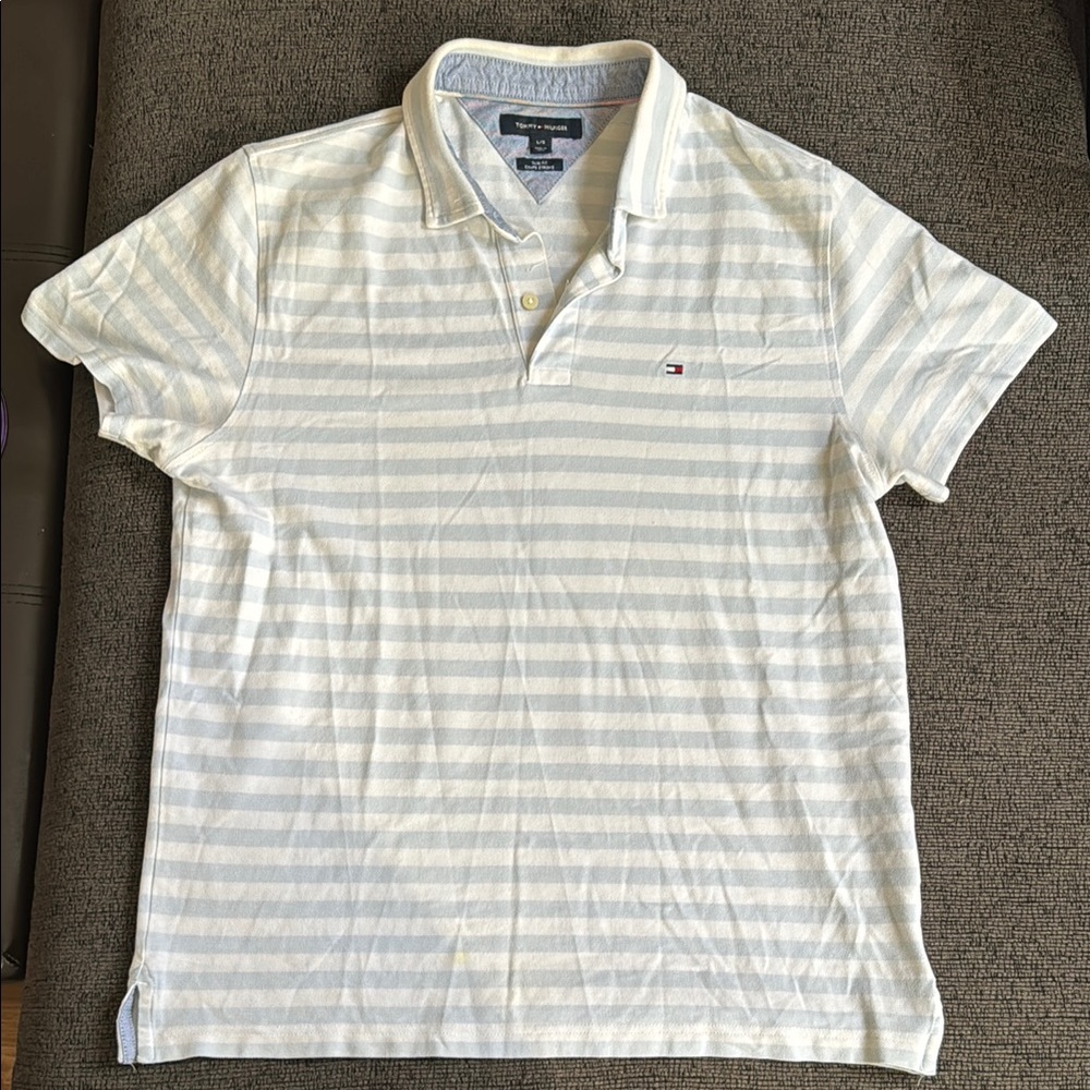 Tommy Hilfiger Men's Striped Polo Shirt - White